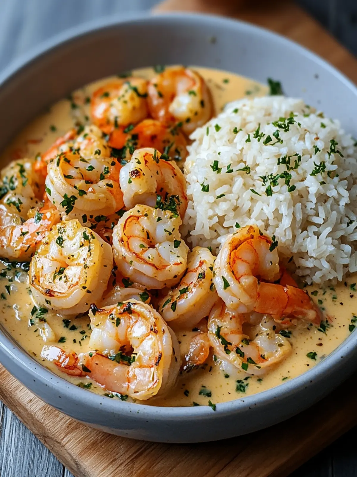 Creamy Garlic Shrimp with Rice