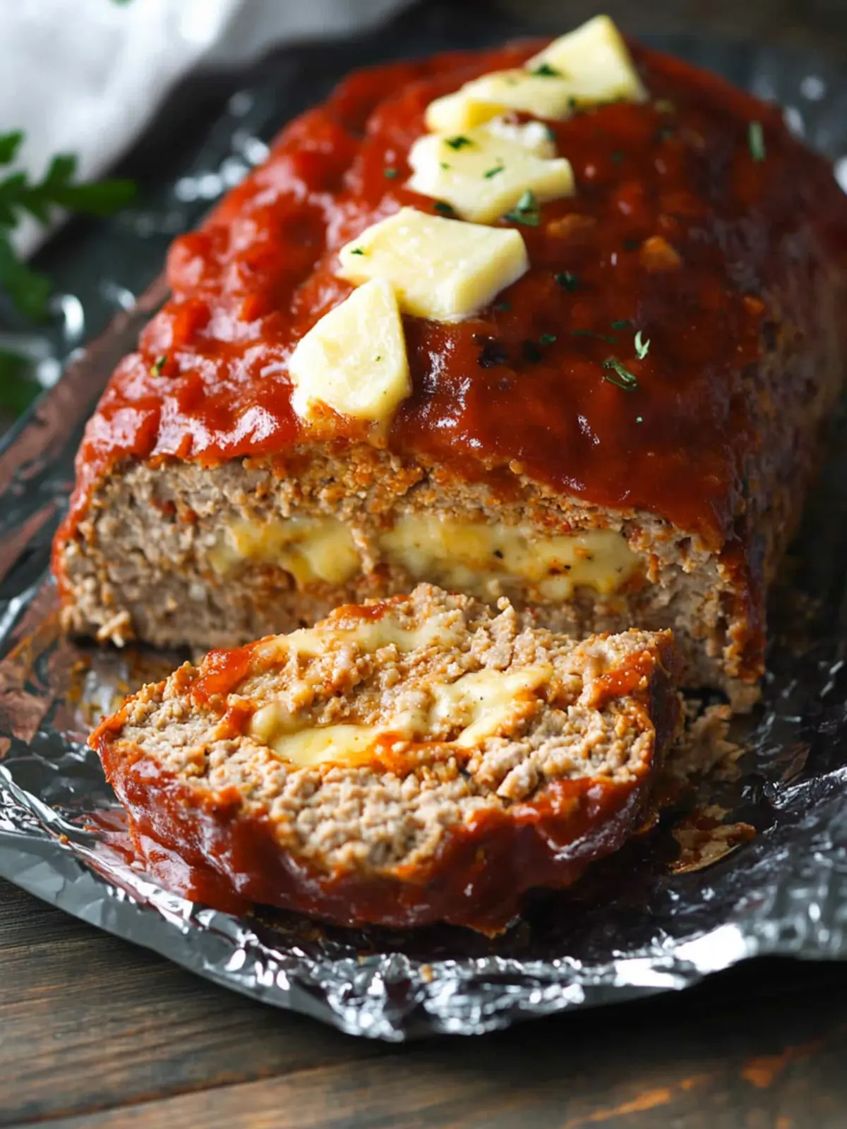 Cheese Stuffed Ground Chicken Meatloaf