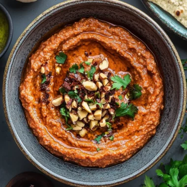 Muhammara (Syrian Roasted Red Pepper Walnut Dip)