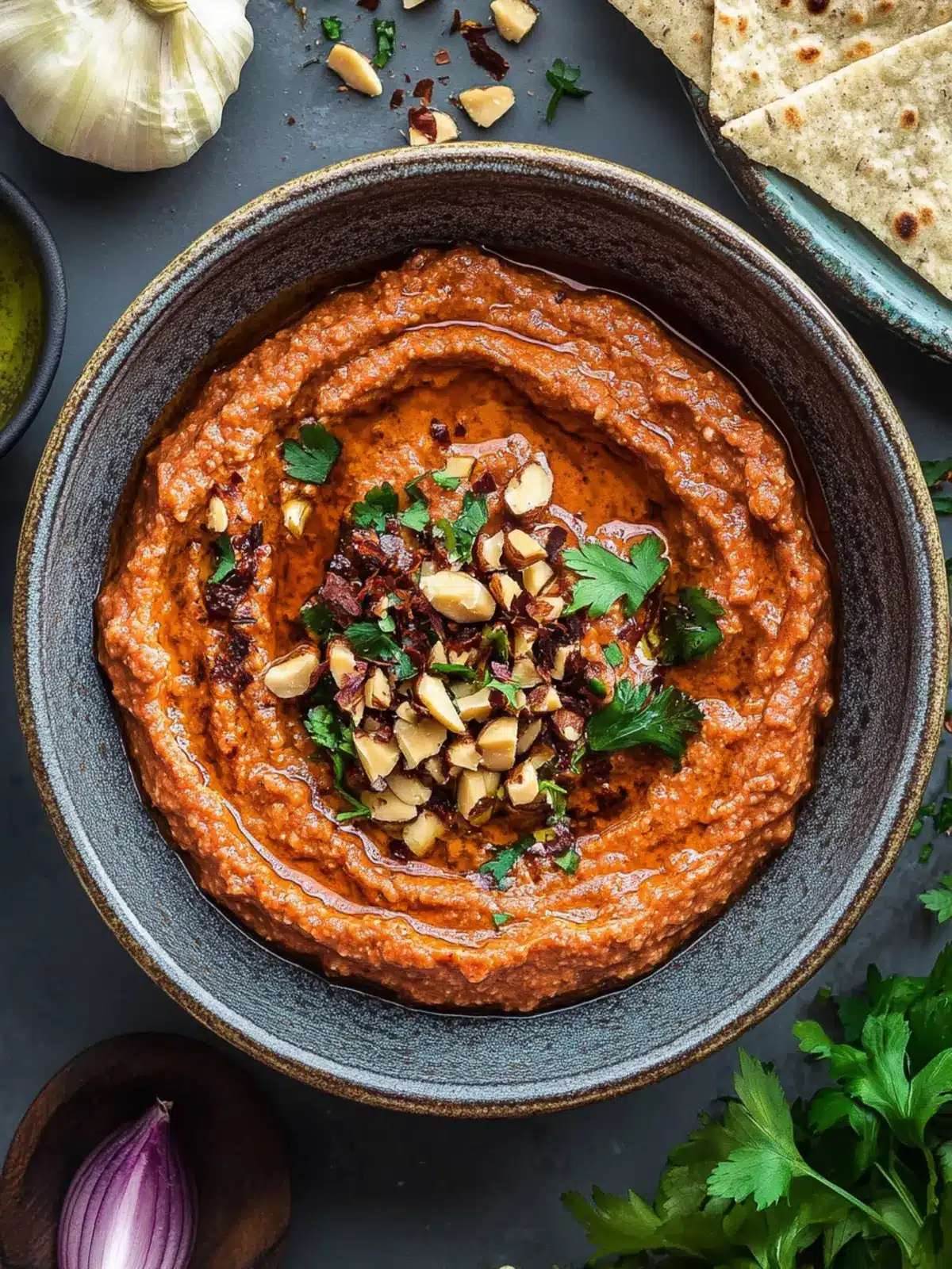 Muhammara (Syrian Roasted Red Pepper Walnut Dip)