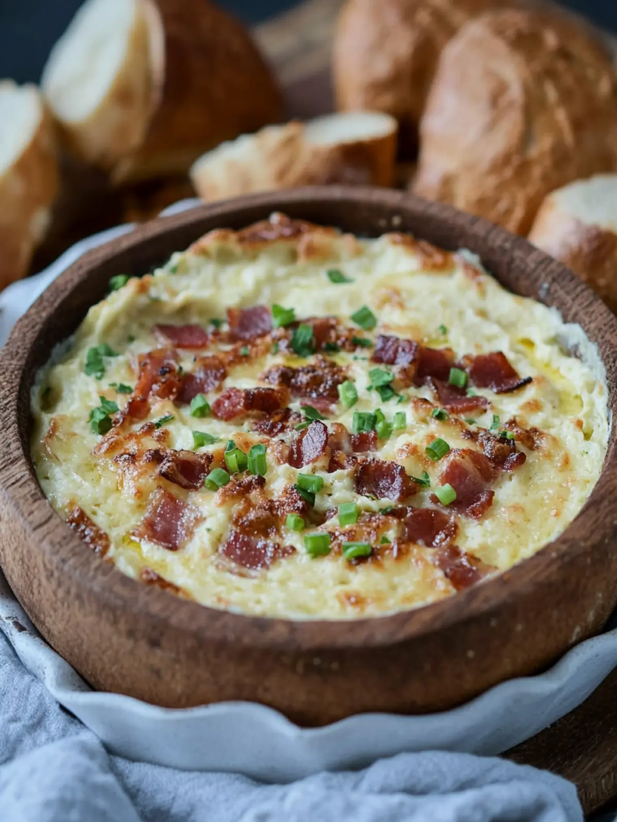 Decadent Swiss and Bacon Dip in a Sourdough Bowl 3 Swiss and Bacon Dip