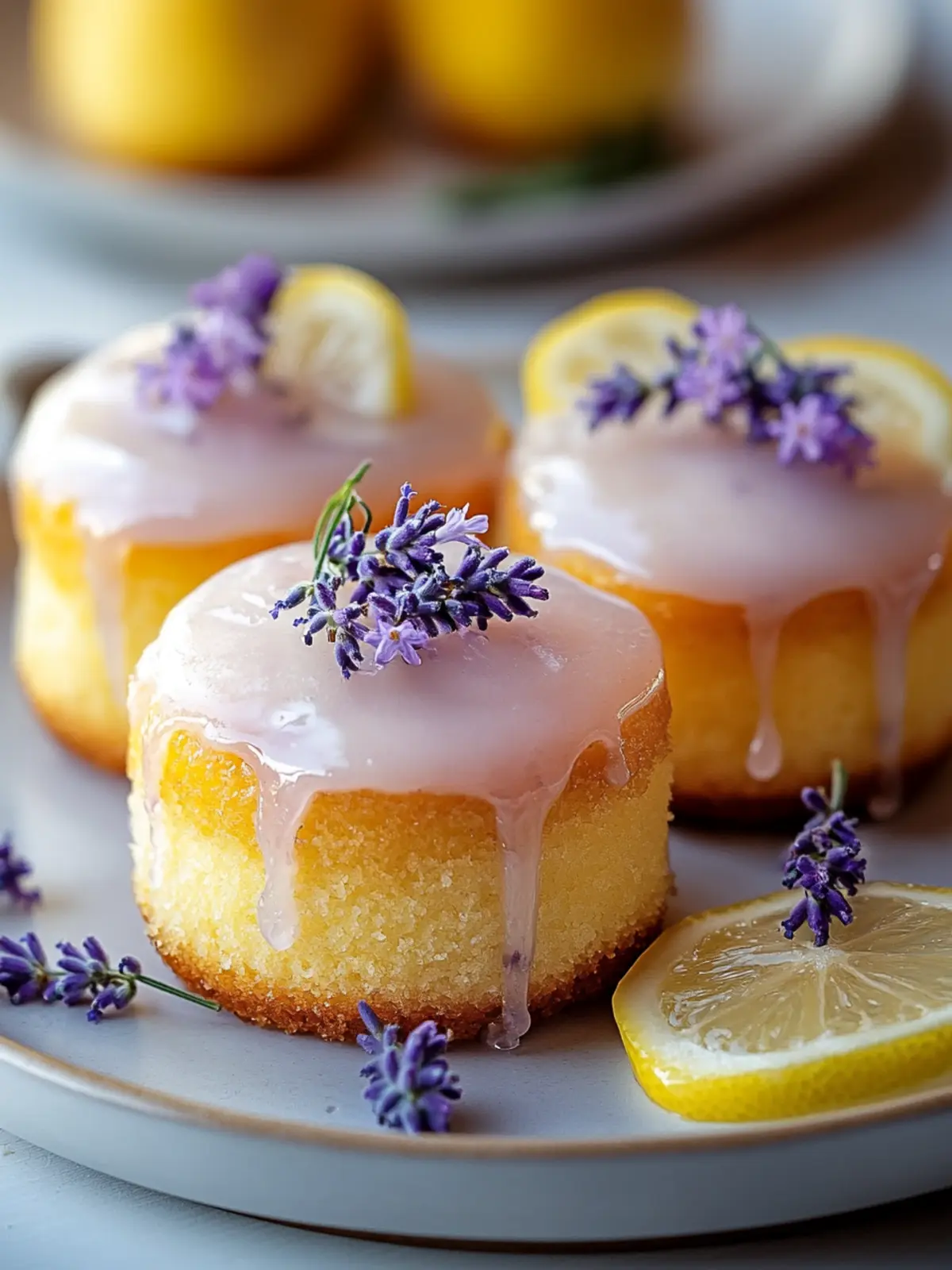 Mini Lemon Cakes with Lavender Glaze