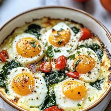 Baked Feta Eggs with Spinach