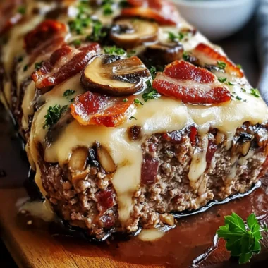 Bacon Mushroom Swiss Cheese Meatloaf