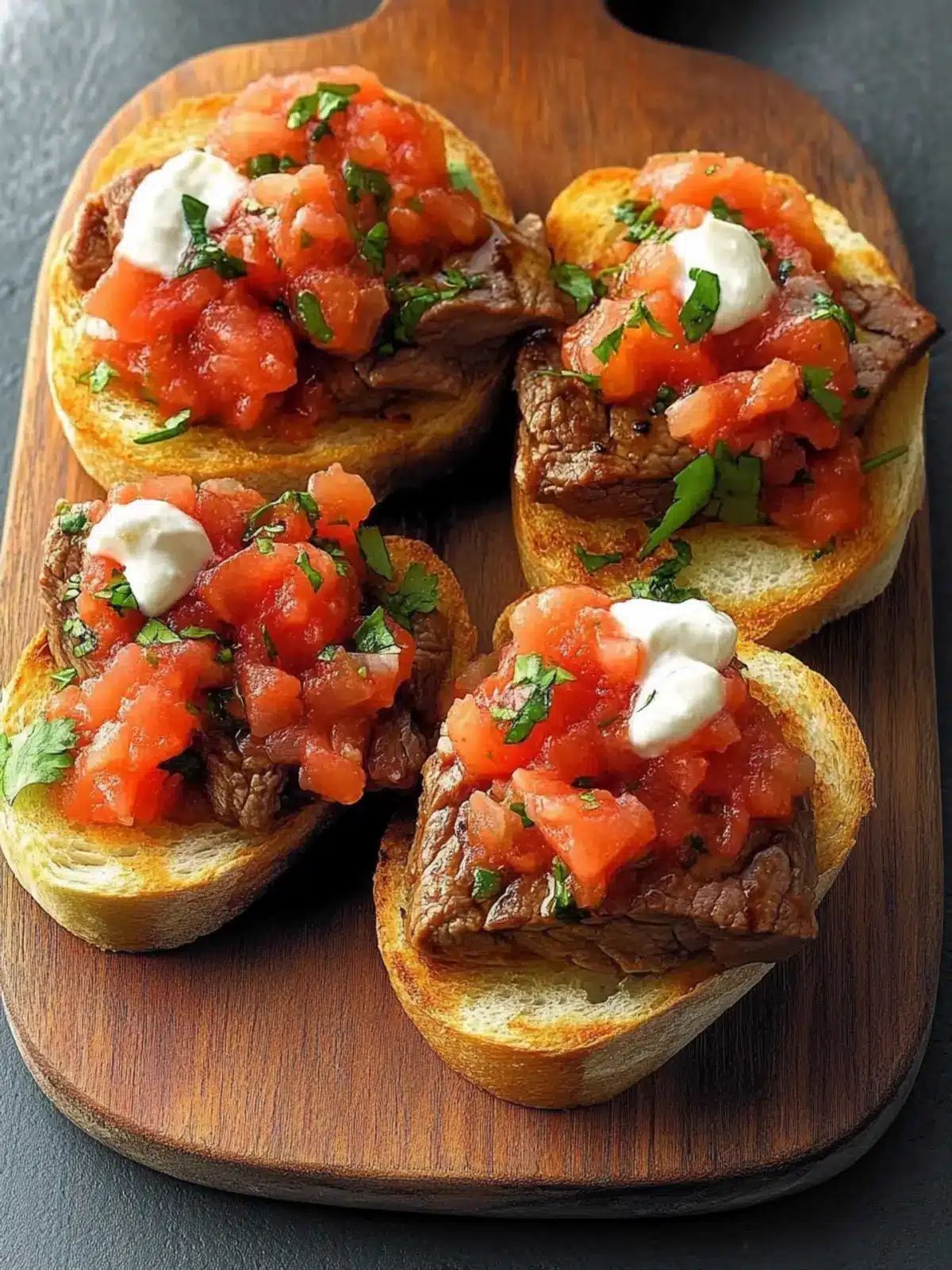 Salsa Steak Garlic Toasts