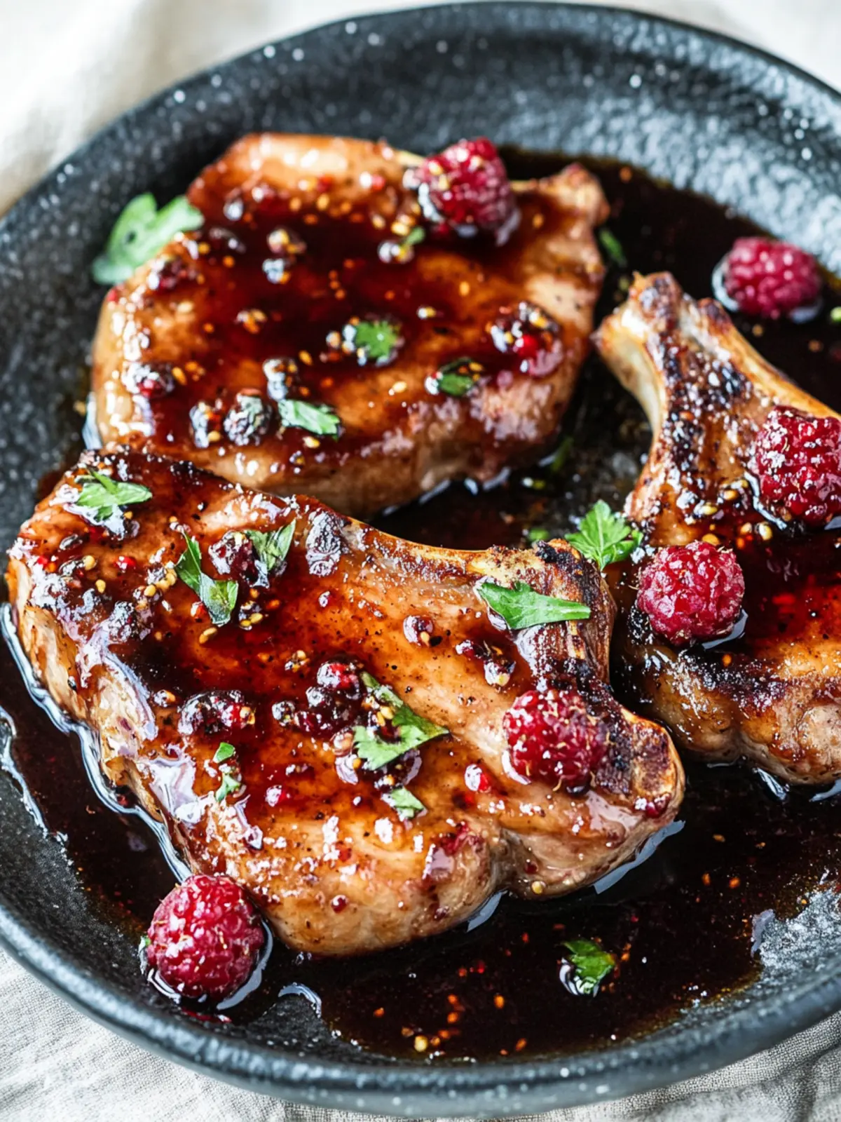 Raspberry Balsamic Glazed Pork Chops