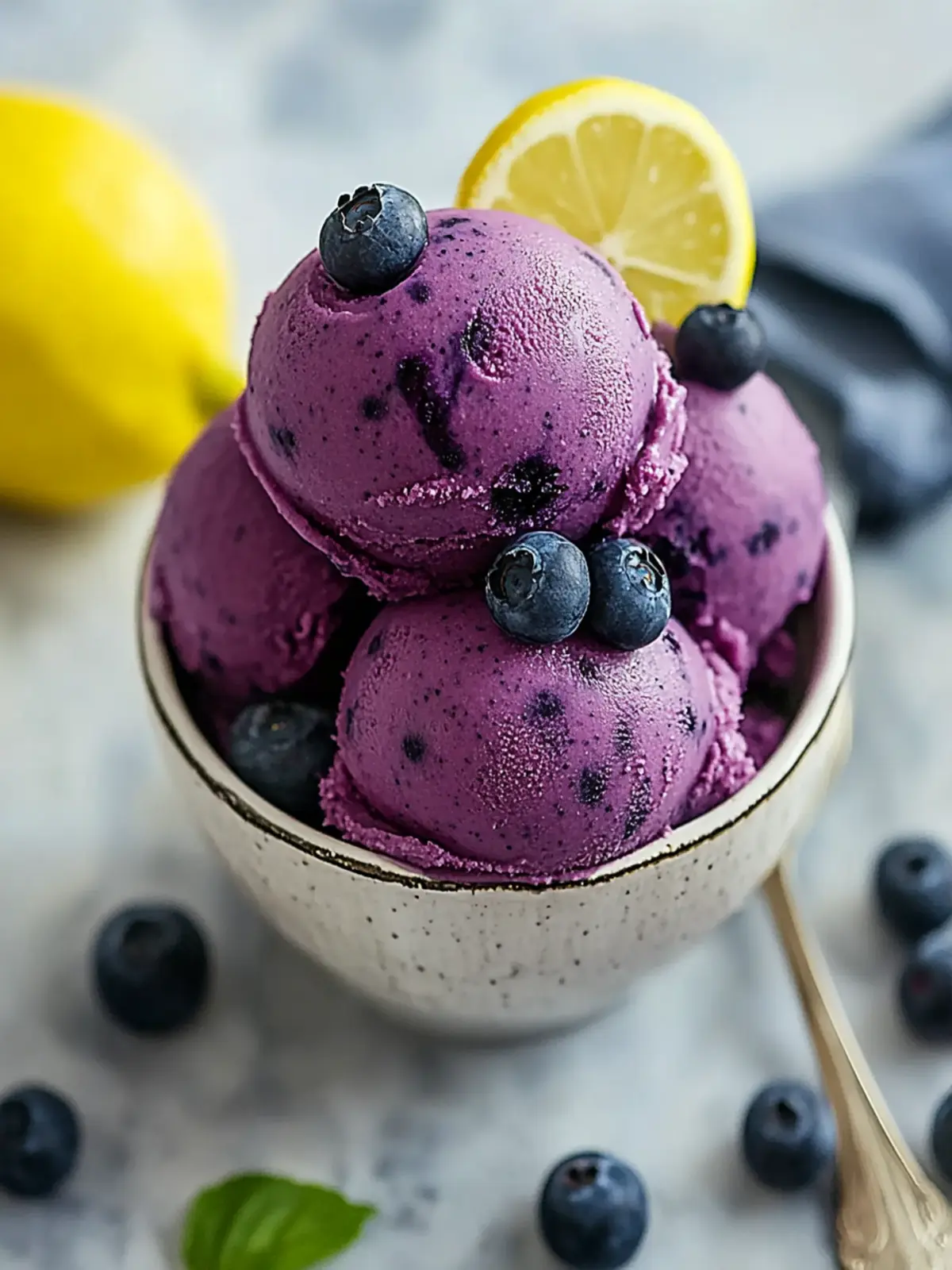 No Churn Blueberry Lemon Sorbet