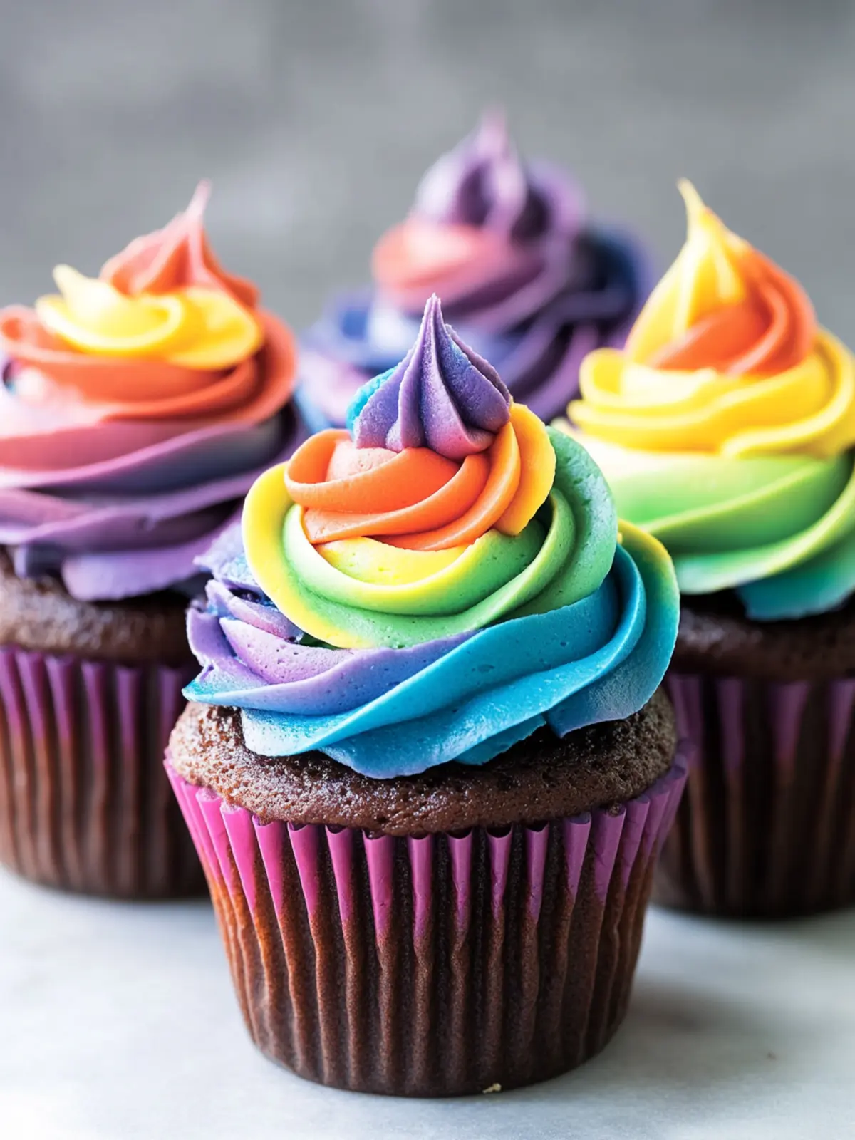 Delicious Chocolate Cupcakes with Rainbow Buttercream Frosting 5 Chocolate Cupcakes with Rainbow Buttercream Frosting