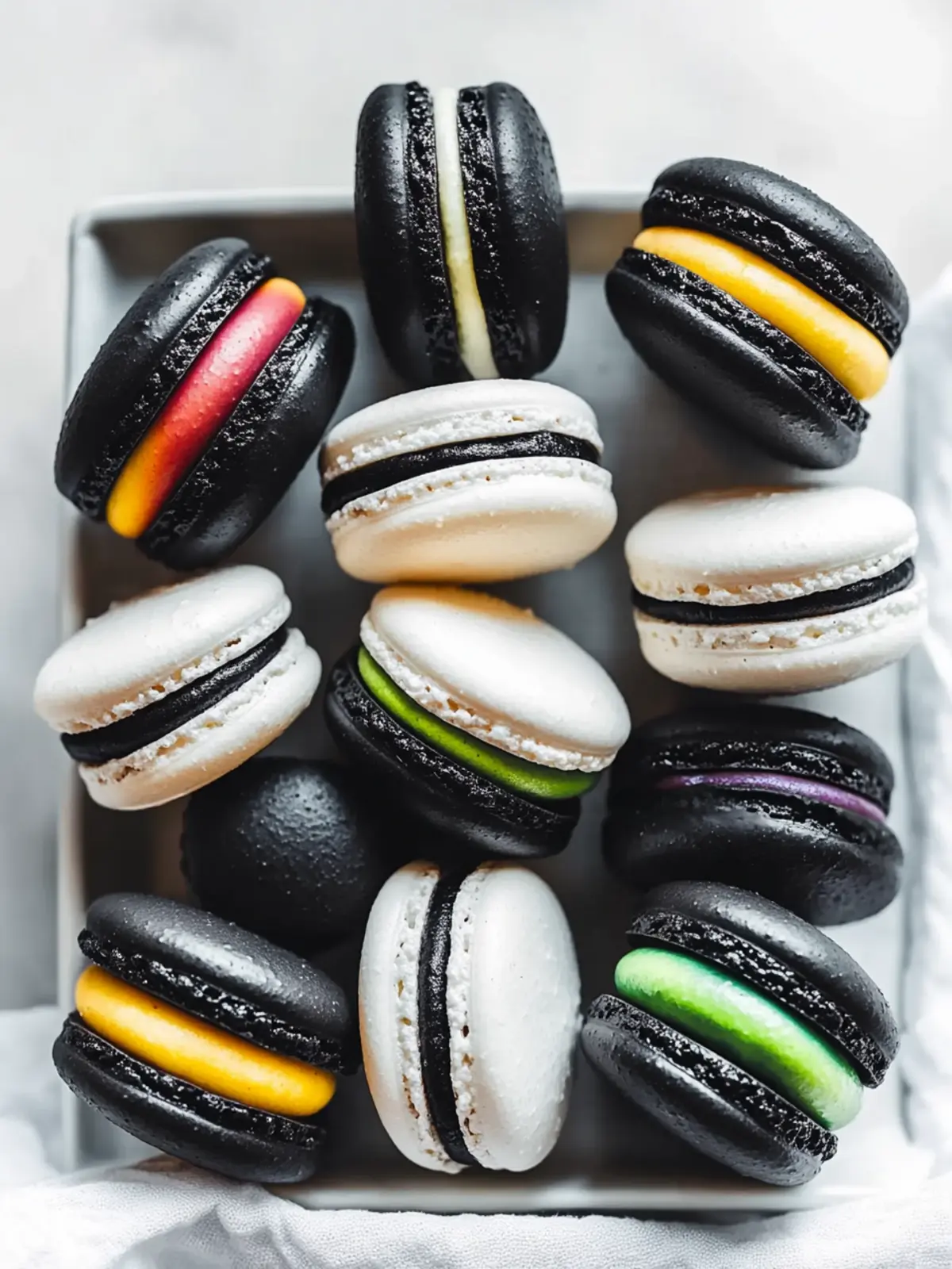 Black and White Macarons