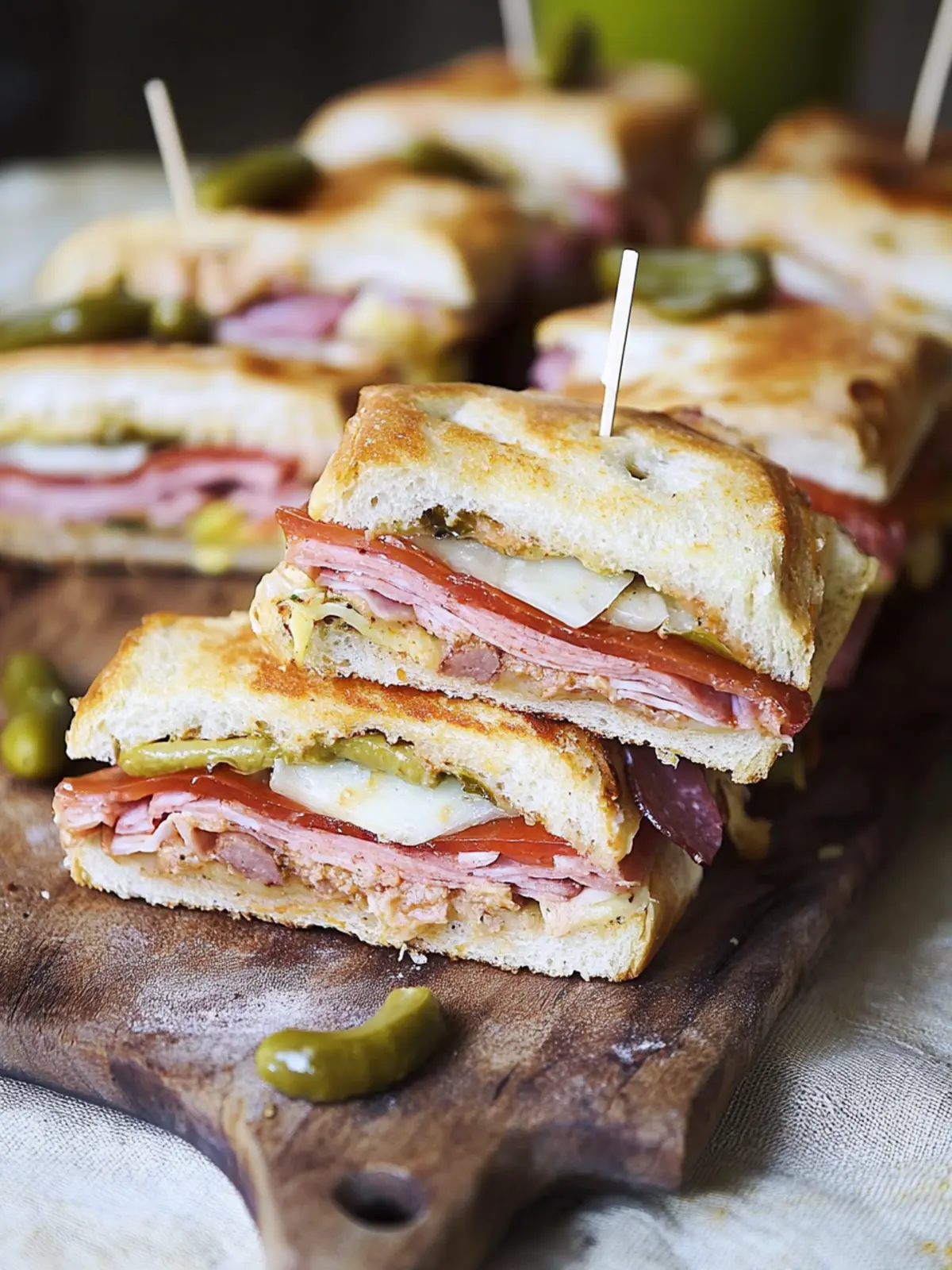 Savor New Orleans Style Muffaletta Sandwiches in Bite-Sized Bliss 2 New Orleans Style Muffaletta Sandwiches