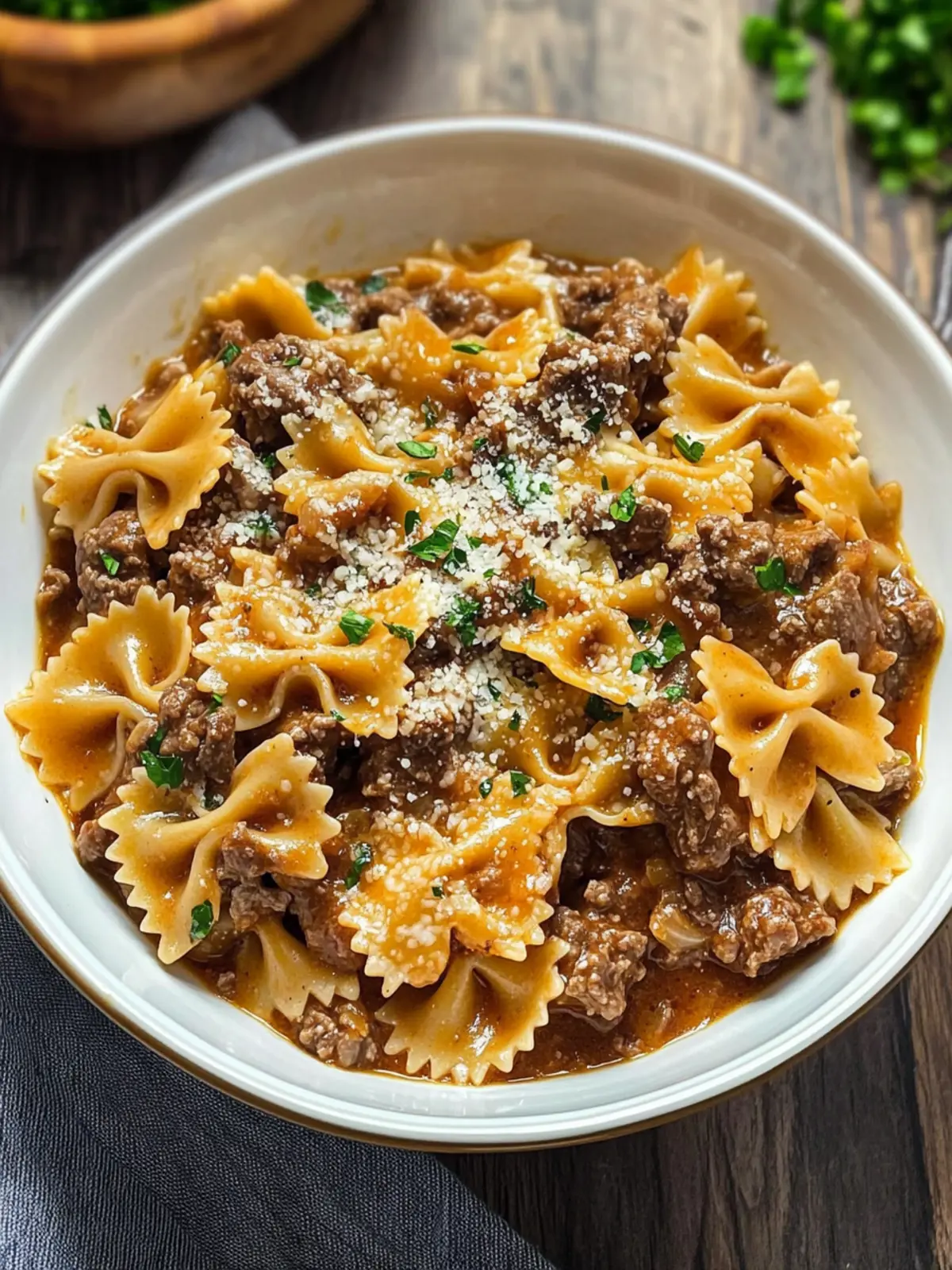 Italian Velveeta Beef and Bowtie Pasta