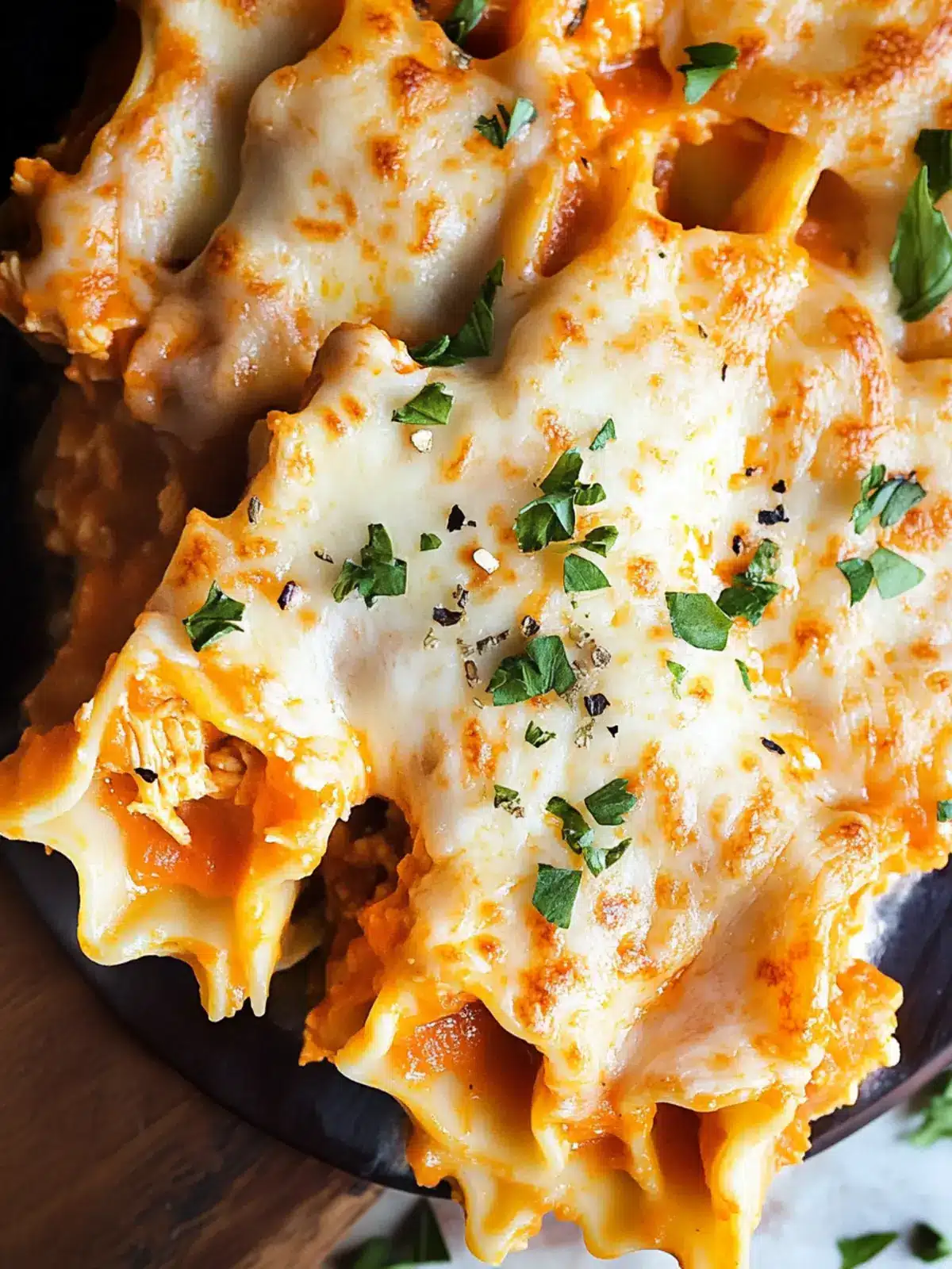 Buffalo Chicken Lasagna Roll Ups