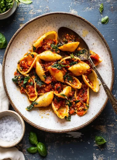Spicy Tomato Basil Shells