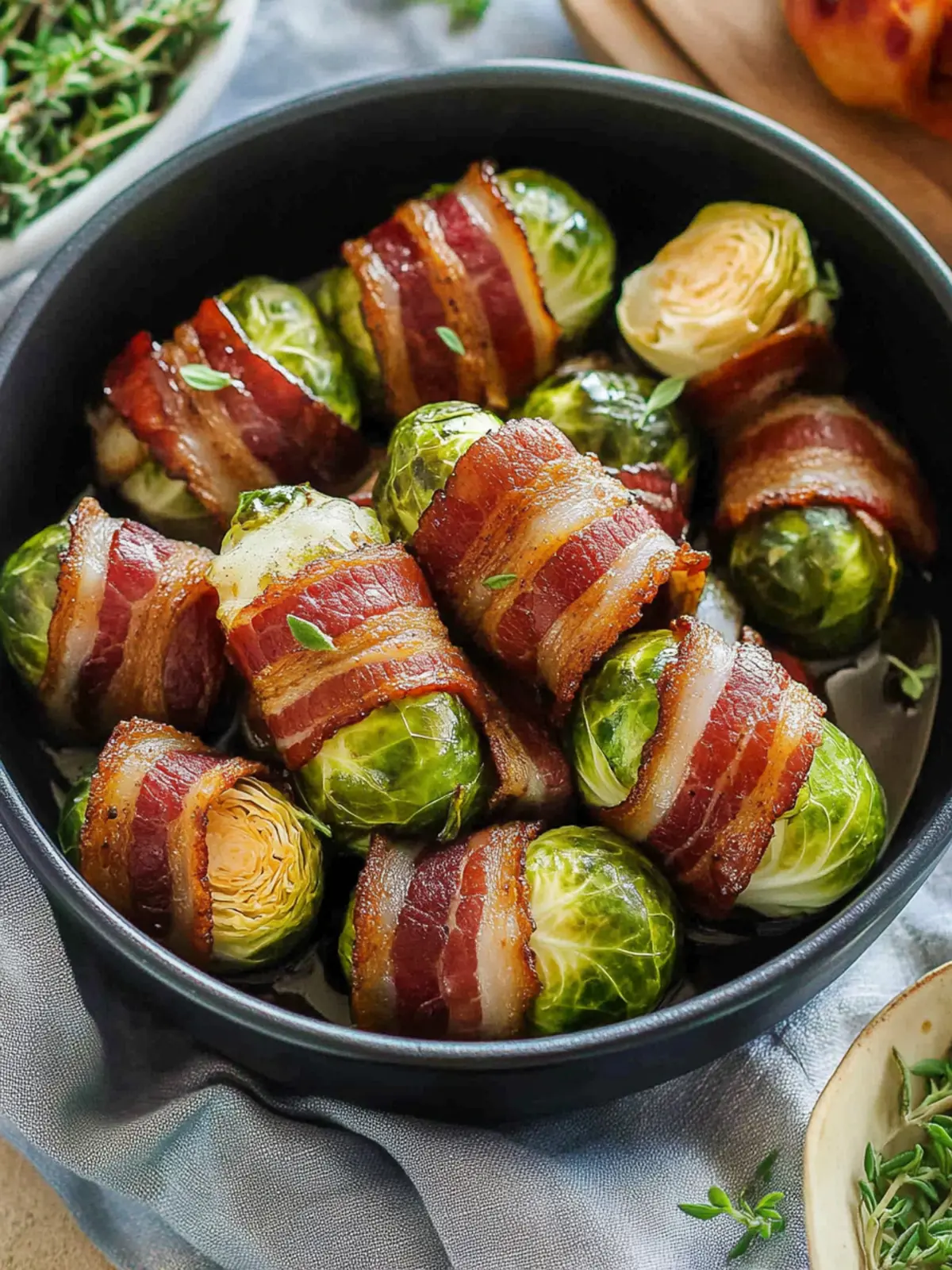 Balsamic Bacon Wrapped Brussels Sprouts with Creamy Dip Magic 2 Balsamic Bacon Wrapped Brussels Sprouts