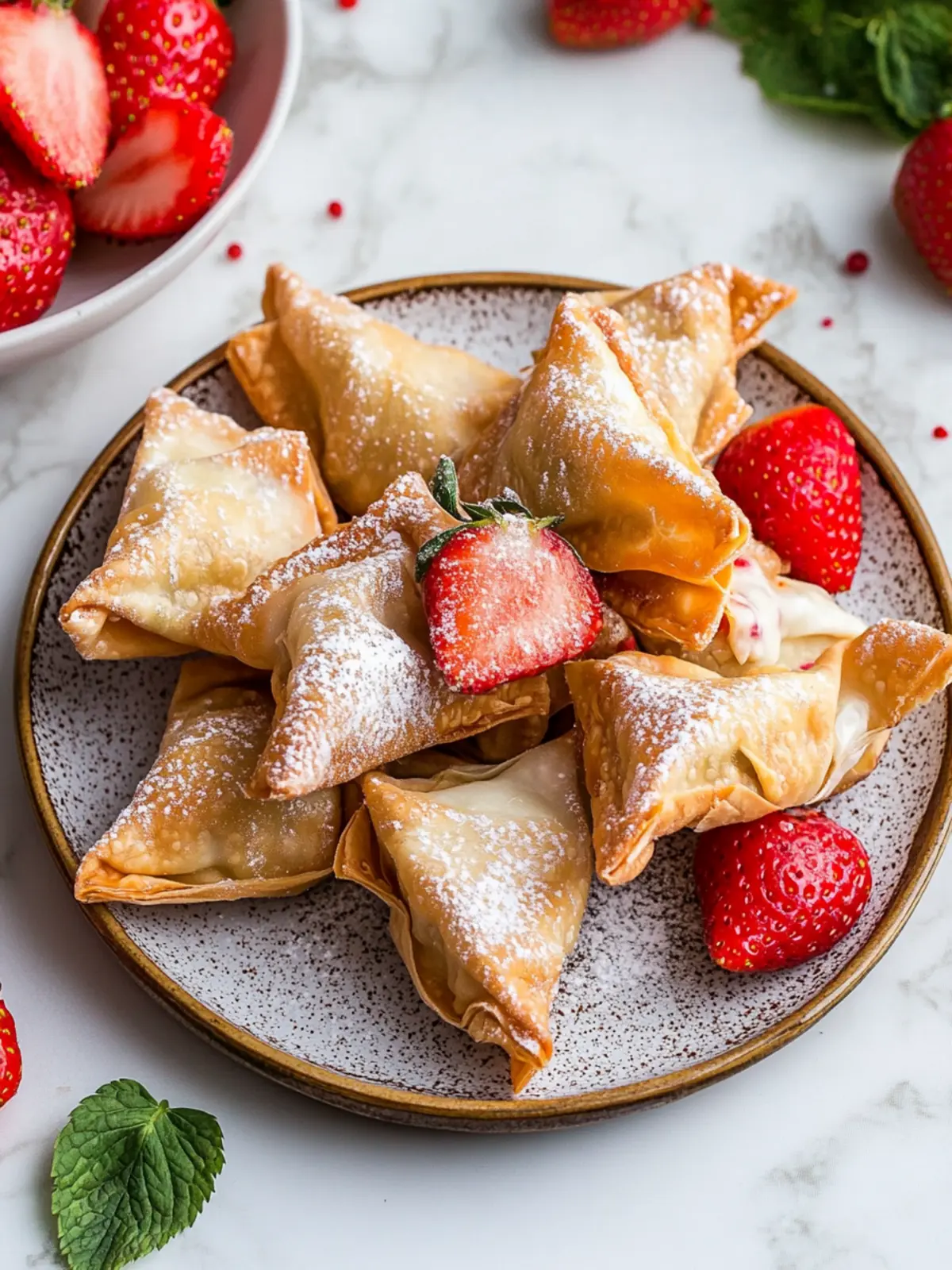 Crispy Air Fryer Strawberry Cheesecake Wontons for Sweet Bliss 5 Air Fryer Strawberry Cheesecake Wontons