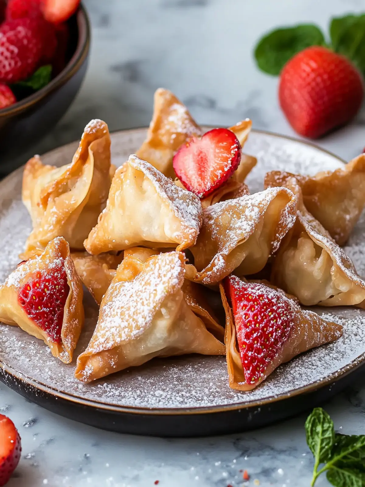 Crispy Air Fryer Strawberry Cheesecake Wontons for Sweet Bliss 2 Air Fryer Strawberry Cheesecake Wontons
