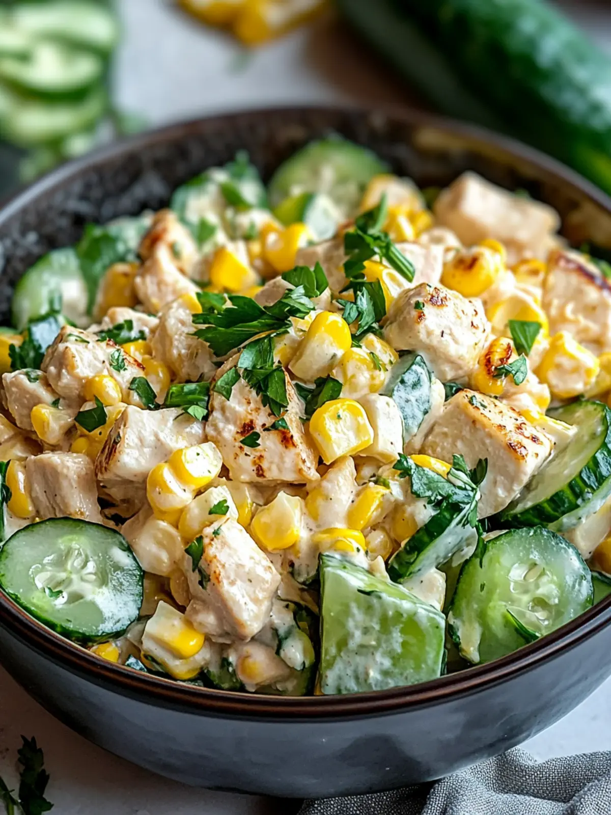 Street Corn Creamy Cucumber Chicken Salad: Your Summer Hit 2 Street Corn Creamy Cucumber Chicken Salad