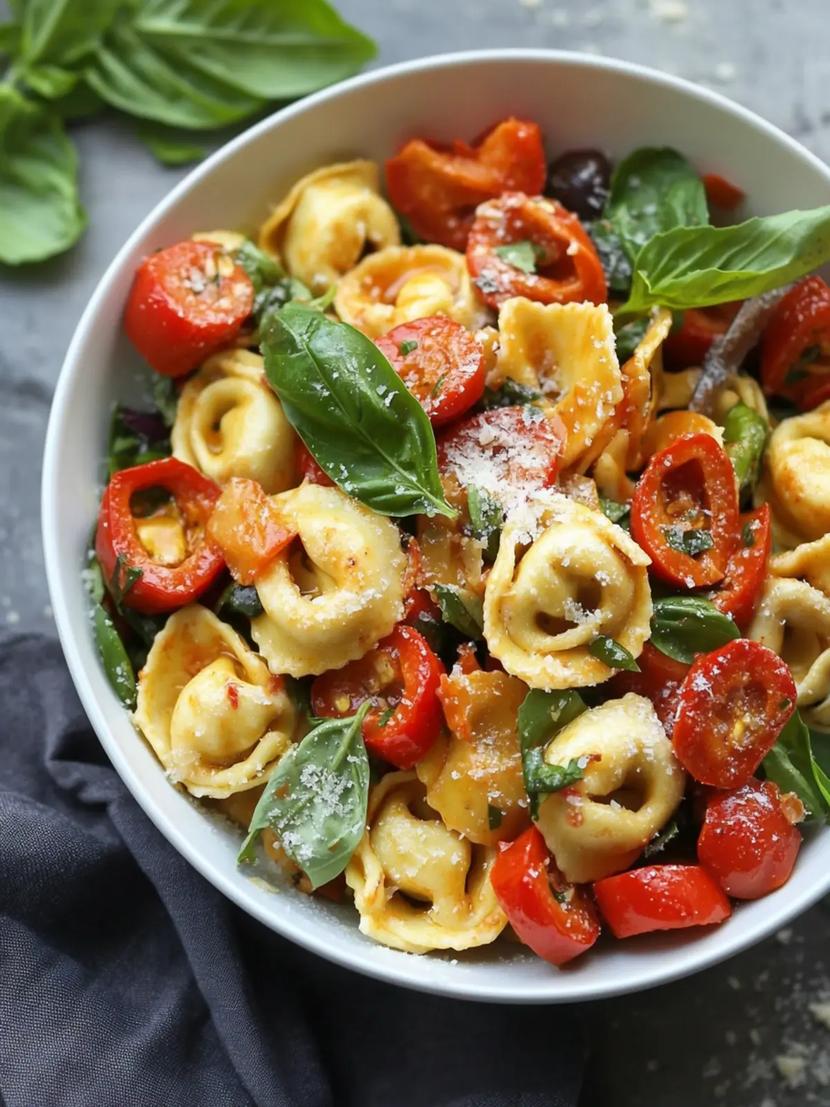 Roasted Red Pepper and Parmesan Tortellini Salad