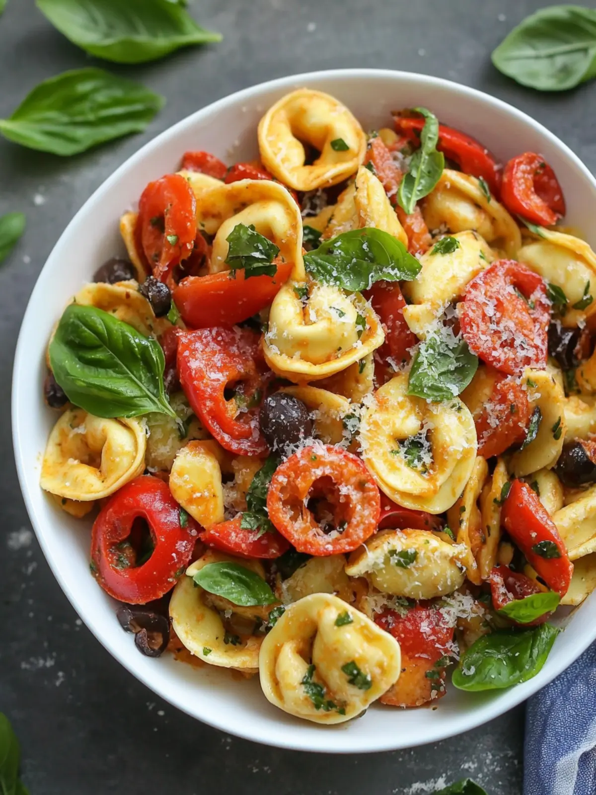 Roasted Red Pepper and Parmesan Tortellini Salad