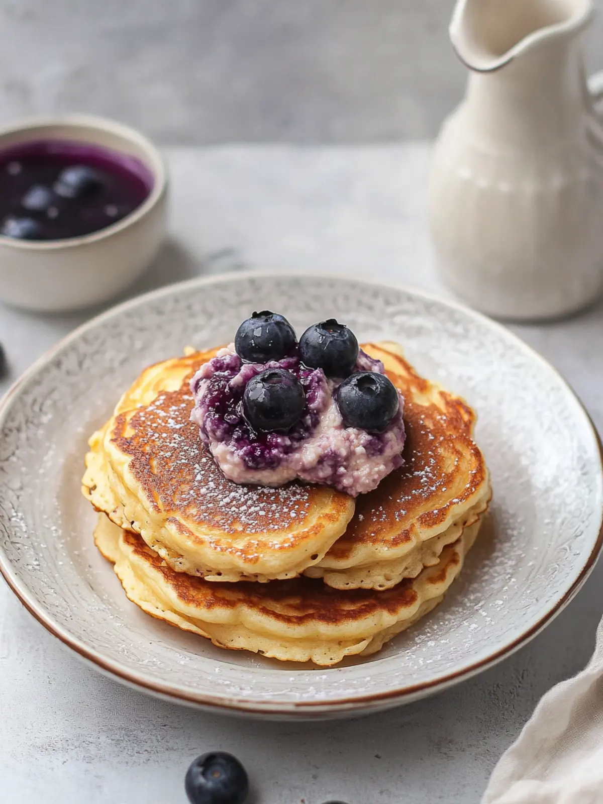 Ricotta Pancakes with Salted Blueberry Butter