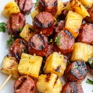 Grilled Pineapple Kielbasa Skewers