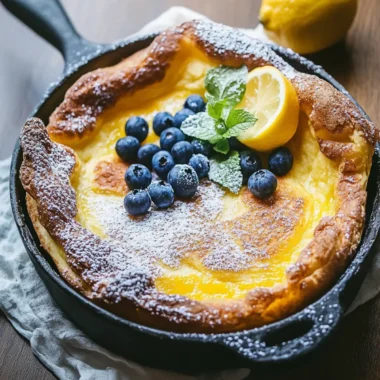 Dutch Baby Pancakes with Lemon Curd and Blueberries