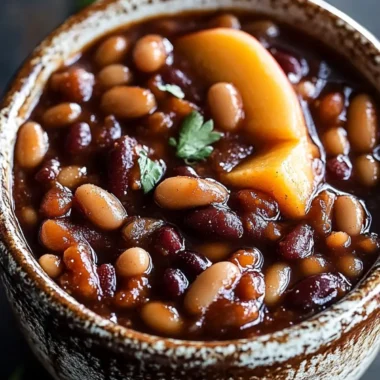 Bourbon Peach BBQ Baked Beans