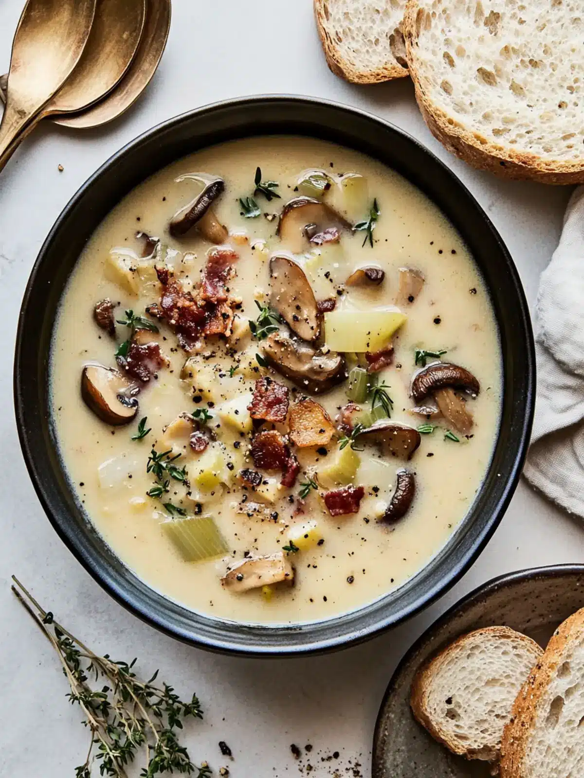 Wild Mushroom Chowder with Bacon and Leeks for Cozy Nights 2 Wild Mushroom Chowder with Bacon and Leeks