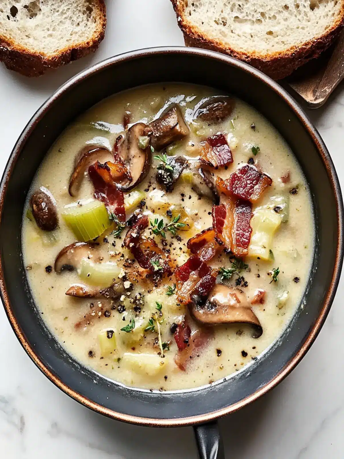 Wild Mushroom Chowder with Bacon and Leeks for Cozy Nights 5 Wild Mushroom Chowder with Bacon and Leeks