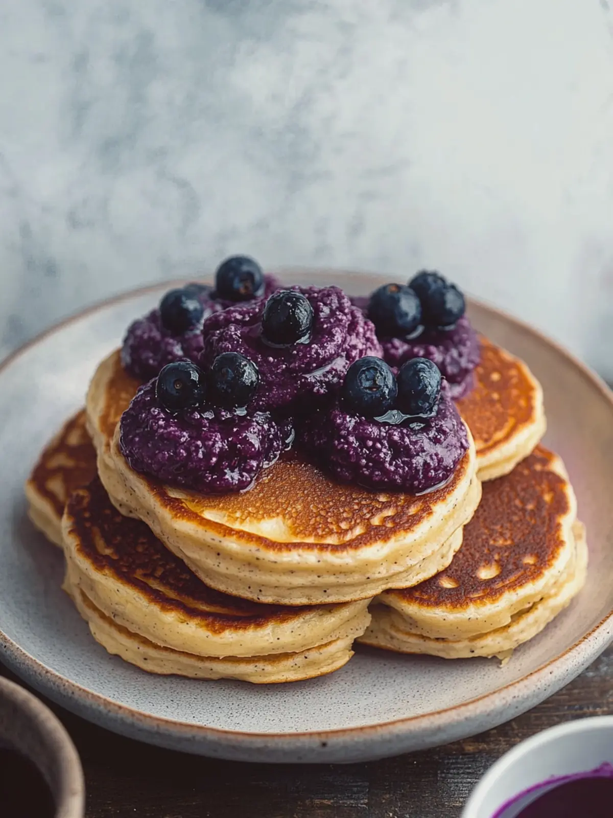 Ricotta Pancakes with Salted Blueberry Butter