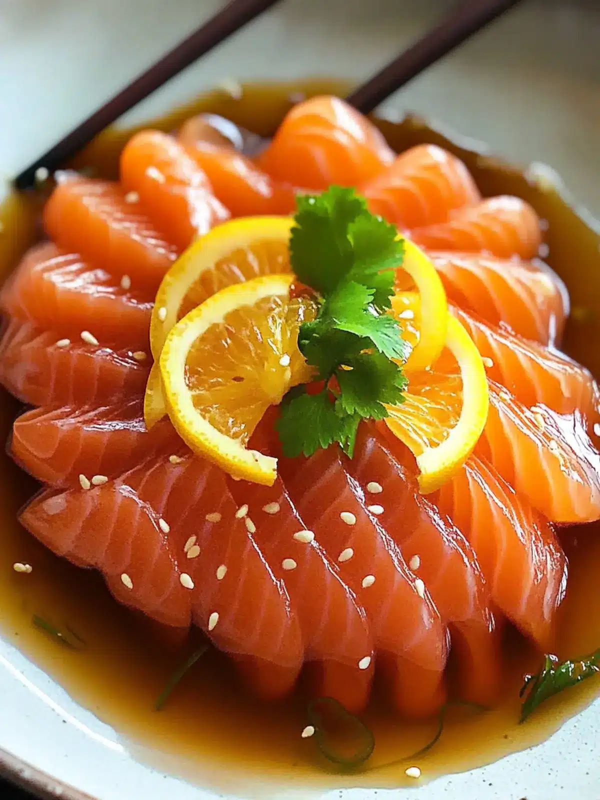 Sashimi Salmon, with Citrus Ginger Soy Sauce